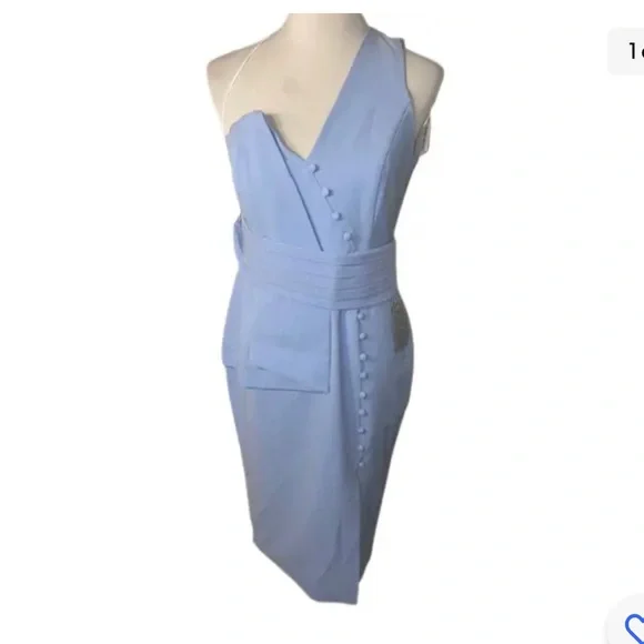 Lavish Alice one shoulder orgami blue dress All sizes bridesmaids dresses - Picture 2 of 5